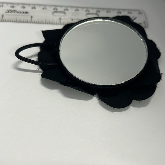 Black Silk Flower Small Hand Held Purse Mirror - Picture 3 of 4